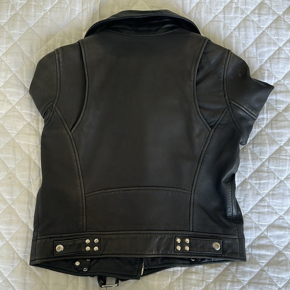 Maje Leather Biker Jacket Black Size 36 - Picture 7 of 13
